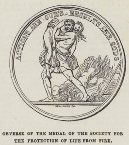 Avers de la médaille de la Société pour la protection de la vie contre le feu - English School